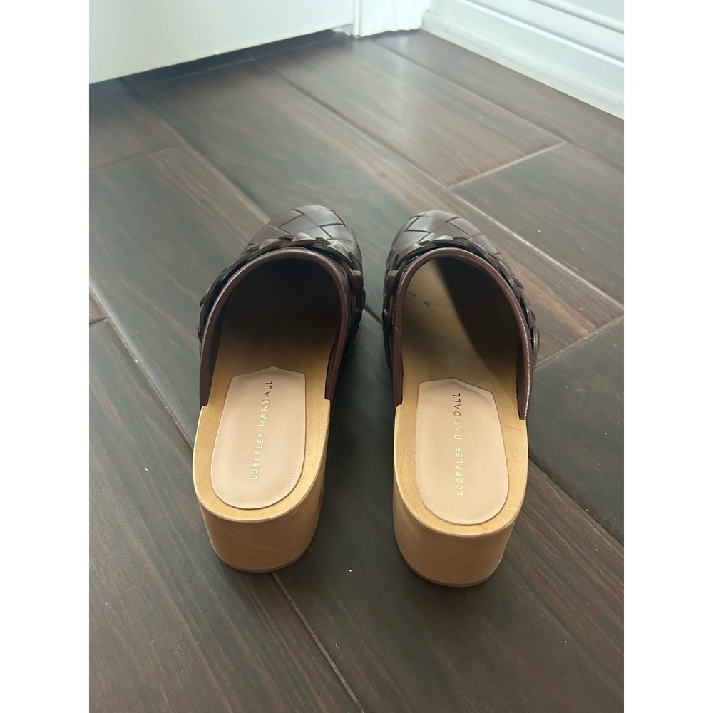 Anthropologie Loeffler Randall Polina Wooden Clog Braided Leather 7 - Picture 3 of 7